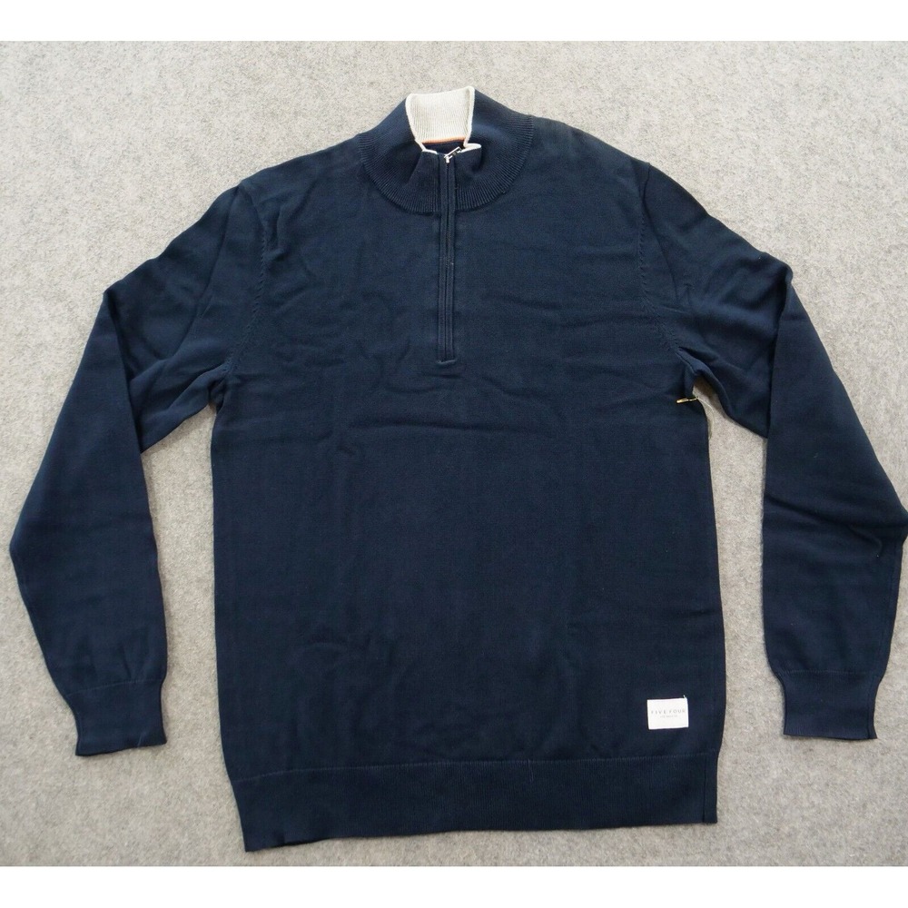 Five Four Sweater Mens Small Blue Pullover Knit 1/4 Zip Long Sleeve New